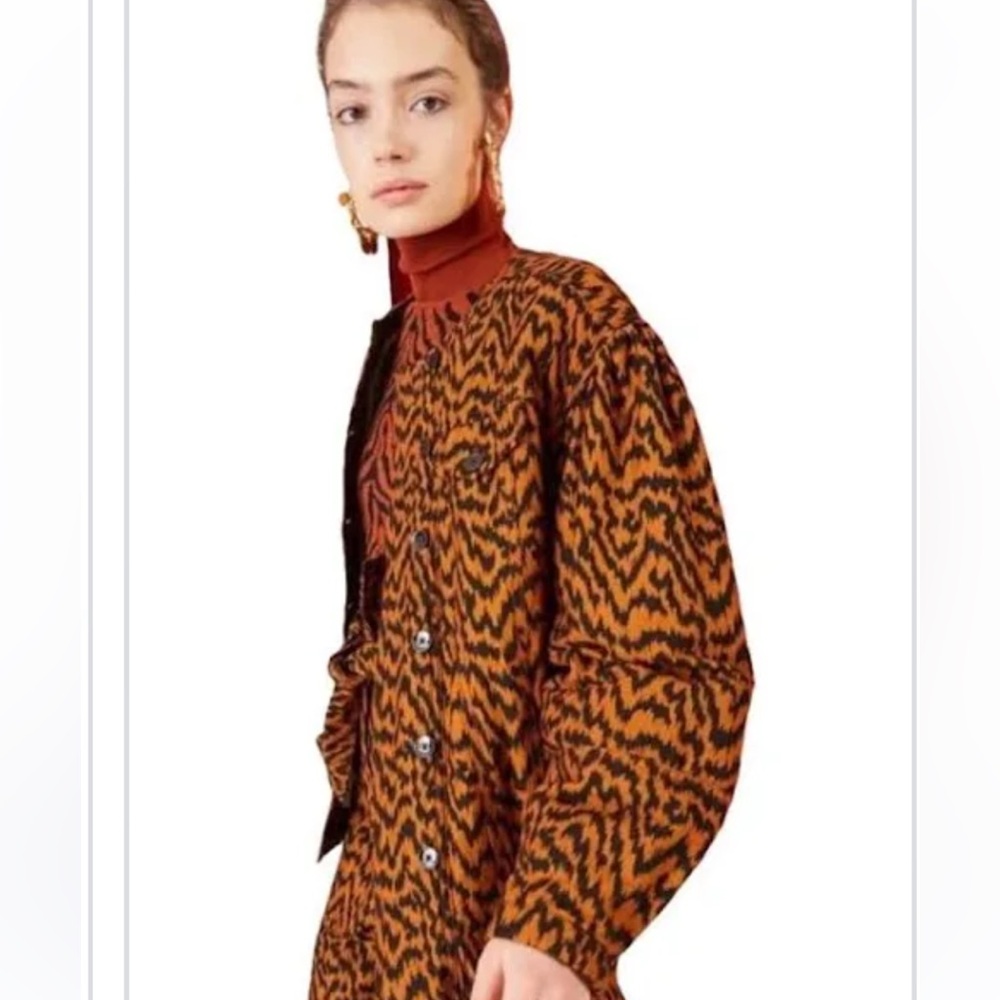 Ulla Johnson zebra stripe Ikat Sherpa jacket